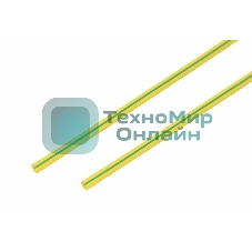 Термоусаживаемая трубка Rexant 4,0/2,0 мм, желто-зеленая, упаковка 50 шт. по 1 м