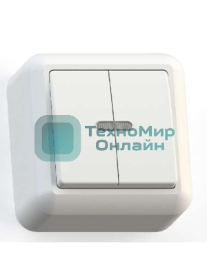 Выключатель Кунцево-Электро 2-кл. ОП Оптима 10А IP20 А510-387 с монтажной пластиной с инд. белый