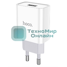 Блок питания (сетевой адаптер) HOCO C81A Asombroso single 1xUSB, 2.1A, 10W, белый