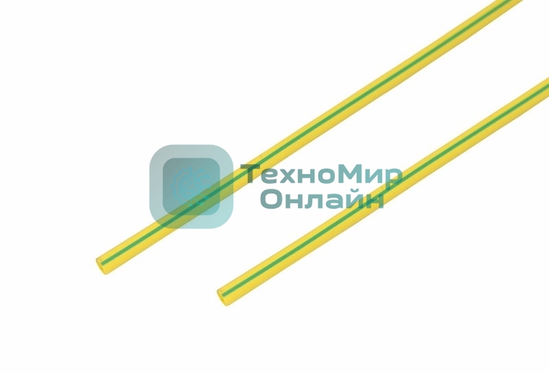 Термоусаживаемая трубка Rexant 3,0/1,5 мм, желто-зеленая, упаковка 50 шт. по 1 м