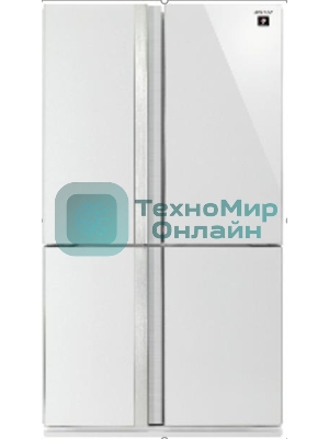 Холодильник Sharp SJGX98PWH белое стекло четырехкамерный 394/211л морозилка снизу, No Frost, Side by Side