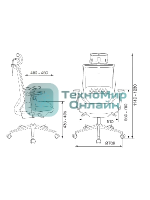 Кресло Бюрократ MC-612N-H TW-01 черный, сетка, подголовник