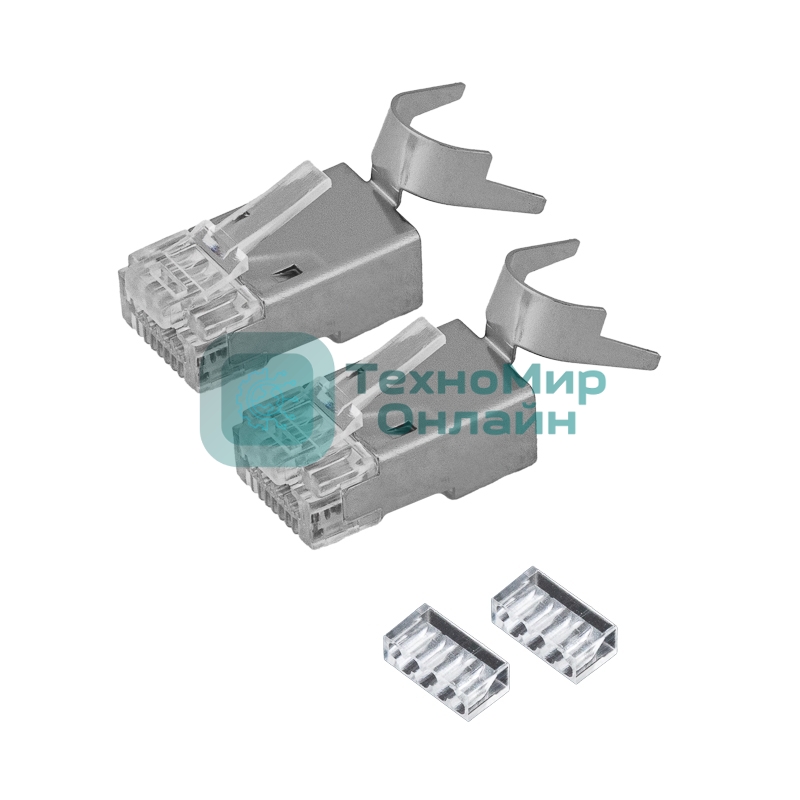 Разъем RJ-45(8P8C) под витую пару, FTP, CAT 6А, блистер 2шт. REXANT