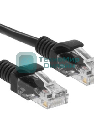Патч-корд CCA light UTP Гарнизон PC-UTP-5e-3-BK кат.5e, 3м, литой, многожильный черный