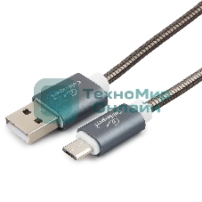 Кабель USB2.0 Cablexpert CC-G-mUSB02Gy-1.8M, AM/microB, серия Gold, длина 1.8м, титан, блистер
