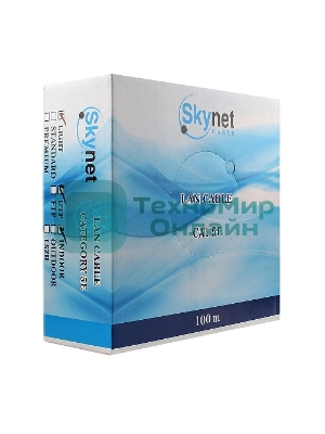 Кабель SkyNet Light UTP indoor 4x2x0,46, медный, FLUKE TEST, кат.5e, однож., 100 м, box, серый