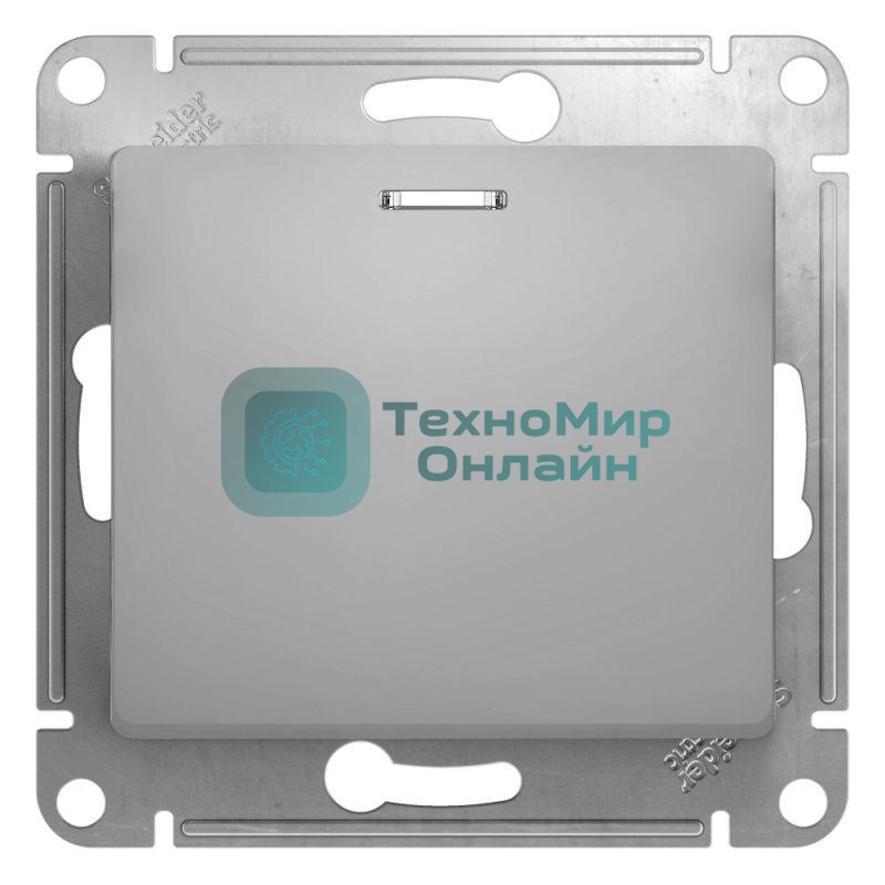 Механизм выключателя 1-кл. СП Glossa 10А IP20 10AX с подсветкой алюм. SchE GSL000313