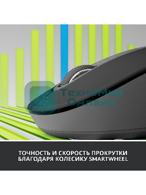 Мышь беспроводная Logitech Signature M650 графитовый, 4000 dpi, радиоканал, Bluetooth, USB, кнопки - 5