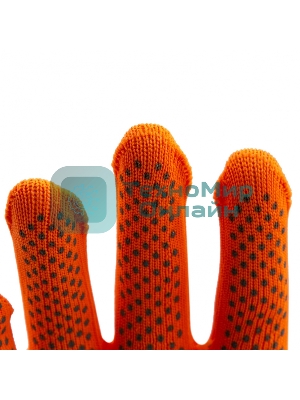 Перчатки из синтетической нити, ПВХ точка, 13 класс, оранжевые, XL Россия