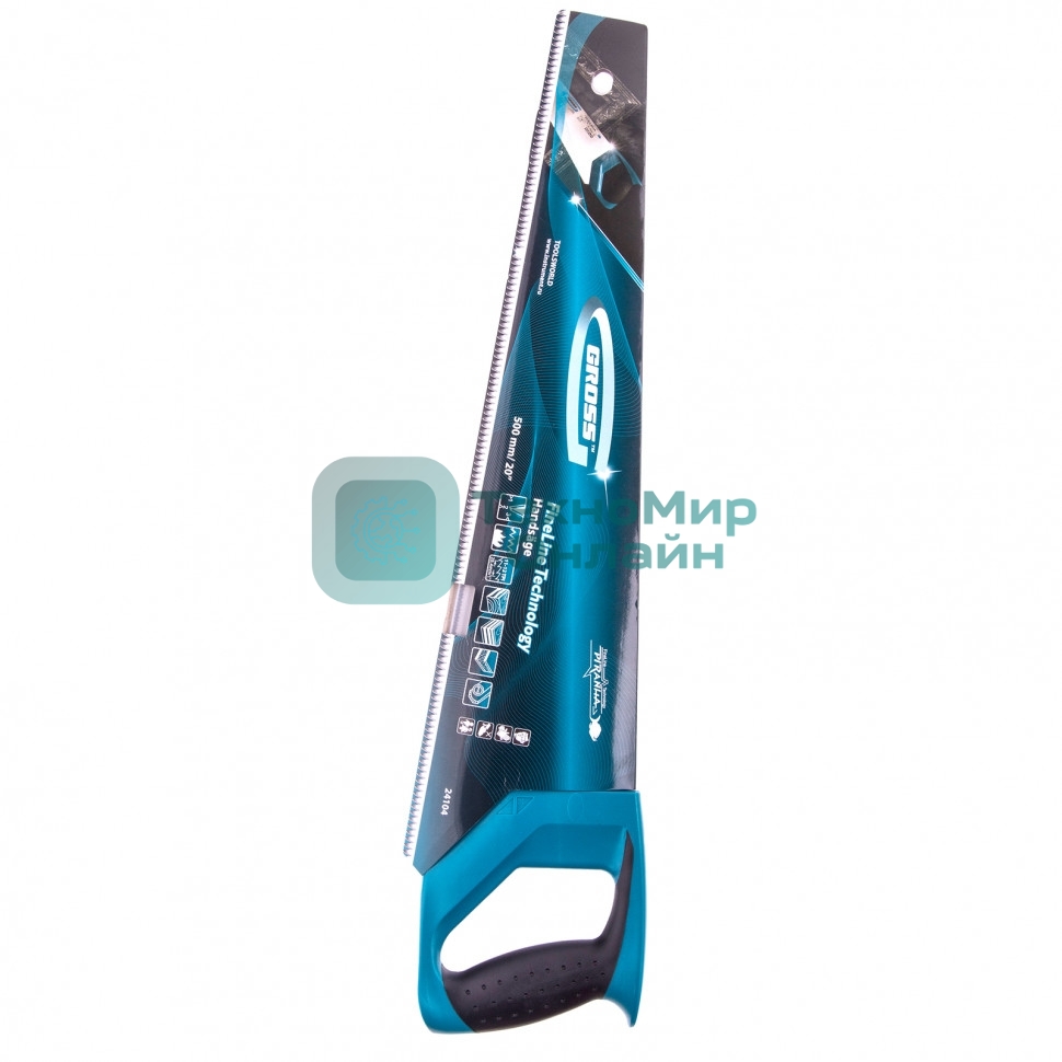 Ножовка Gross 24104 по дереву piranha 500мм 11-12 tpi зуб - 3d каленый зуб двухкомпонентная рукоять