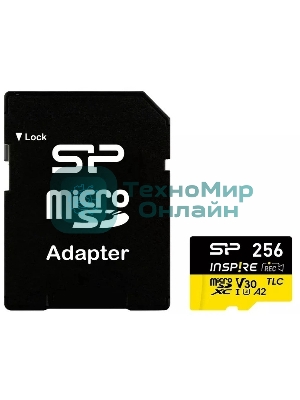 Флеш карта microSDXC 256Gb Silicon Power SP256GbSTXLA2V1NSP Inspire V30 A2 + adapter