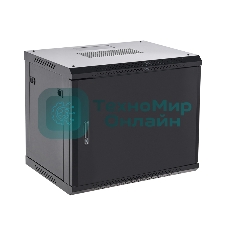 Шкаф коммутационный Rexant настенный 9U 400x542 мм пер. дв. металл черный