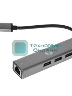 Переходник VCOM USB 3.0 -->RJ-45 1000Mbps+3 USB3.0, Aluminum Shell, 0.2м DH312A