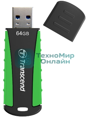 Флешка USB Transcend JetFlash 810 (TS64GJF810), 64Gb, USB 3.0, R/W 100/40, черный/зеленый