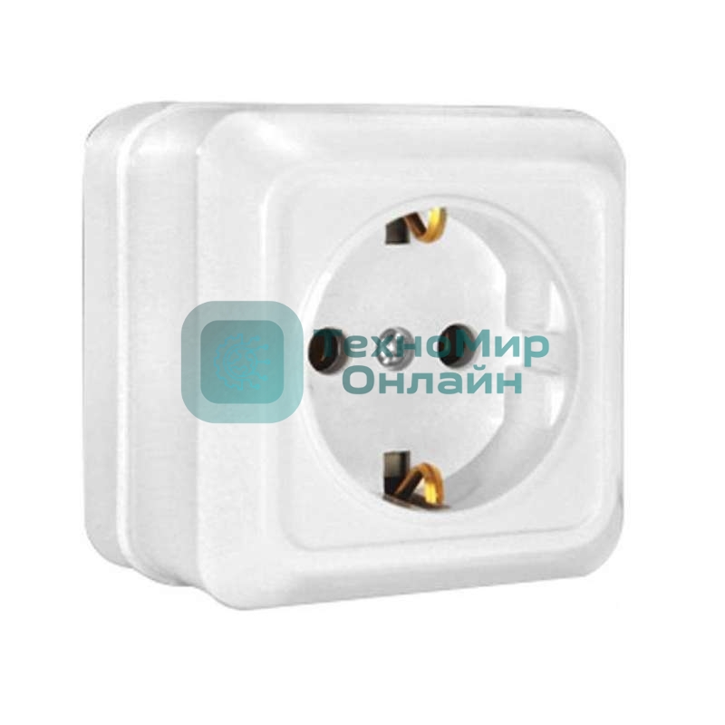 Розетка 1-м ОП Олимп 16А с заземл. белый UNIVersal О0028