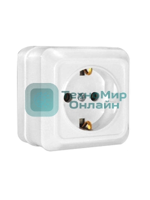 Розетка 1-м ОП Олимп 16А с заземл. белый UNIVersal О0028