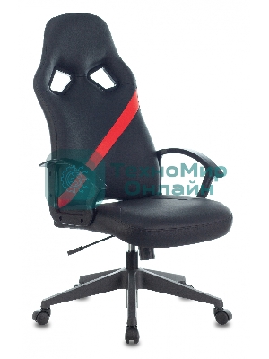 Кресло игровое Zombie DRIVER черный/красный, искусственная кожа, с подголов. крестовина пластик