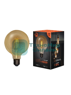 Лампа светодиодная филаментная Rexant Груша A125 11.5 Вт 1380 Лм 2400K E27 диммируемая золотистая колба