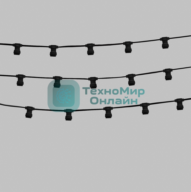 Гирлянда PROconnect Белт-Лайт 2 жилы, 50м, шаг 40 см, 125 патронов E27, IP65, черный плоский провод ПВХ