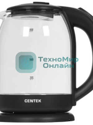 Электрочайник Centek CT-0010 черный, 1.8 л, 1900 Вт, скрытый нагревательный элемент