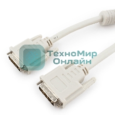 Кабель DVI-D single link Gembird/Cablexpert CC-DVI-6C, 19M/19M, 1.8м, серый, экран, феррит.кольца, пакет