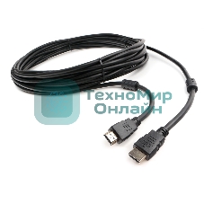 Кабель HDMI Cablexpert CCF2-HDMI4-7.5M, 19M/19M, v2.0, медь, позол.разъем, экран, 2 фер.кольца, 7.5м, черный, пакет