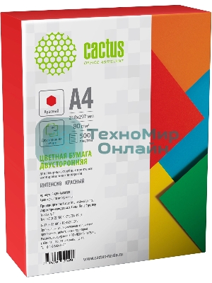 Бумага Cactus CS-CPR-A480500 A4/80г/м2/500л./красный интенсив
