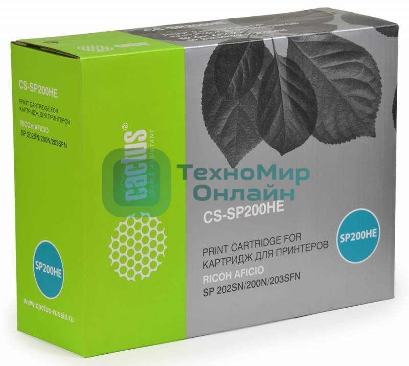 Картридж лазерный Cactus CS-SP200HE черный (2600 стр.) для Ricoh SP 202SN/200N/203SFN
