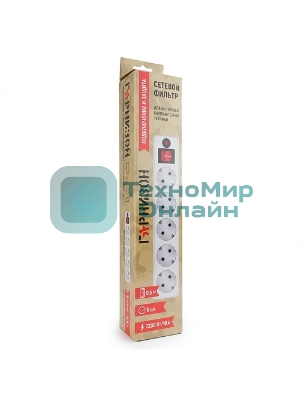 Сетевой фильтр Гарнизон ЕНLW-4 0,5 м 5 розеток белый 