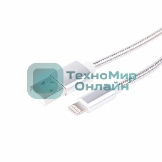 Кабель USB Rexant для iPhone 5/6/7 моделей, шнур в металлической оплетке серебристый