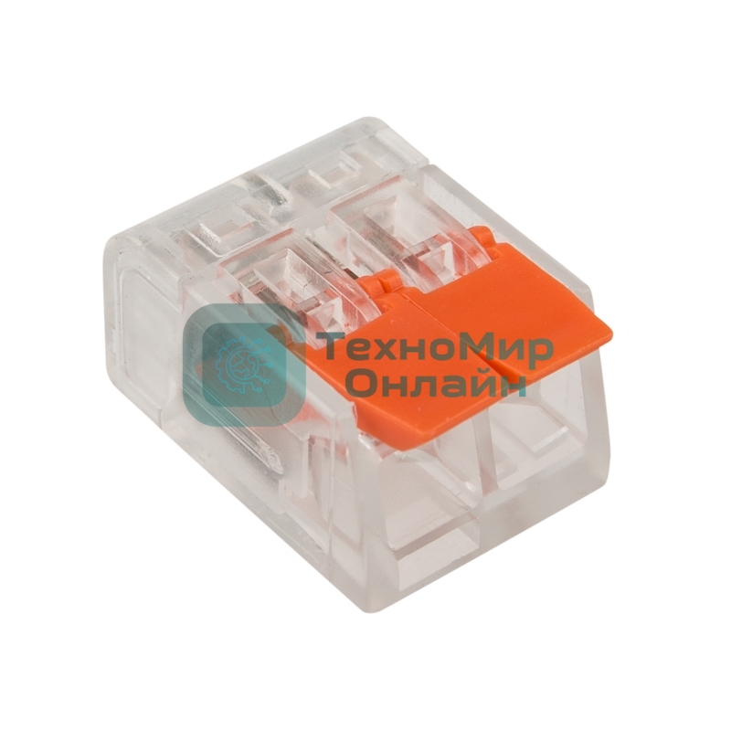 Клемма соединительная рычажковая компактная Rexant 2-проводная, прозрачная, 0.14-4 мм² (20 шт./уп.)