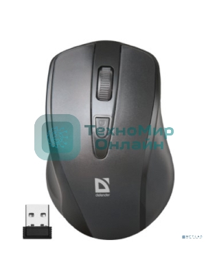 Мышь беспроводная Defender Datum MM-265 черный, 1600 dpi, радиоканал, USB, кнопки - 4