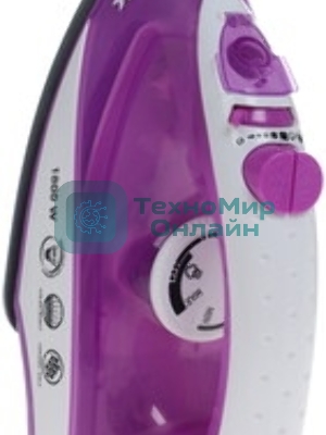 Утюг BBK ISE-1802 фиолетовый/белый, 1800 Вт, 20 г/мин, 60 г/мин, 180 мл