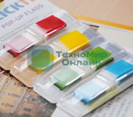 Закладки самоклеящиеся, индексы пластиковые Stick`n 26020 12x45мм, 4 цвета в упаковке, 35 листов, Z-сложение с цветным краем блистер
