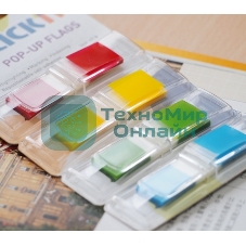 Закладки самоклеящиеся, индексы пластиковые Stick`n 26020 12x45мм, 4 цвета в упаковке, 35 листов, Z-сложение с цветным краем блистер