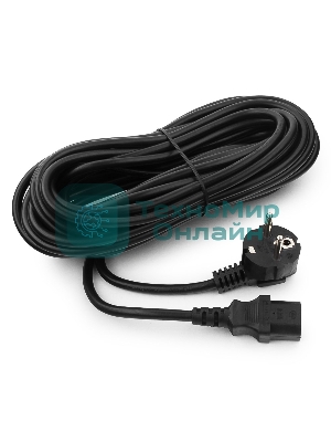 Кабель питания Cablexpert PC-186-1-10M, 10м, Schuko- C13, 3x1кв.мм, черный, с заземлением, пакет