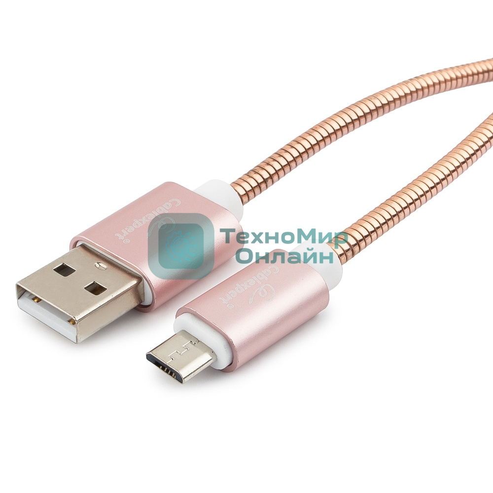Кабель USB2.0 Cablexpert CC-G-mUSB02Cu-1M, AM/microB, серия Gold, длина 1м, золото, блистер