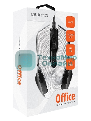Мышь проводная Qumo Office M14 белый, 1000 dpi, USB, кнопки - 3
