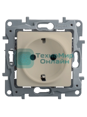 Розетка 2К+З, на винтах, защ. шт., сл. кость ETIKA 