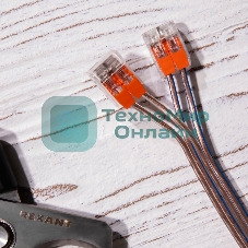 Клемма соединительная рычажковая компактная Rexant 2-проводная, прозрачная, 0.14-4 мм² (20 шт./уп.)