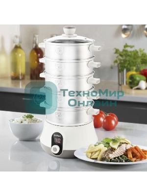 Пароварка электрическая Kitfort КТ-2035 600 Вт. Количество уровней: 5. Таймер приготовления: до 60 минут.