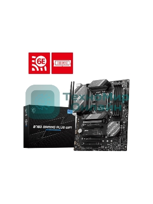 Материнская плата MSI B760 GAMING PLUS WIFI, LGA 1700, Intel B760, 4xDDR5, 4xSATA, 2xM.2, 1xPCI-E 4.0 x16, 3xPCI-E 3.0 x1, 1xDP, 1xHDMI, 1x 2.5Gb LAN, 2xUSB-A 3.2 Gen 2, 4xUSB 2.0, 5x3.5 мм, 7.1, Standard-ATX