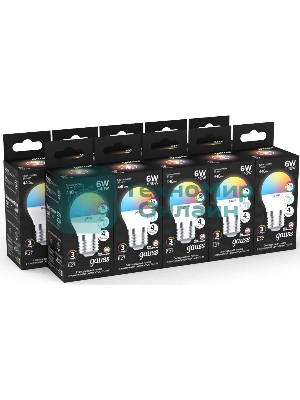 Лампа светодиодная Gauss G45 6W E27 шар RGbW димирование LED 1/100