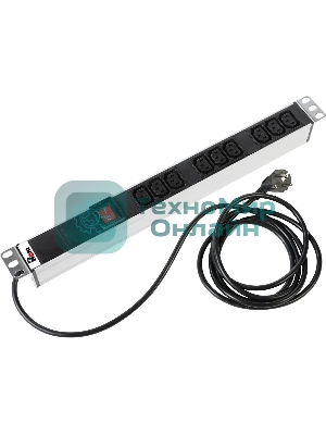 Аксессуар ЦМО Блок розеток Rem-16 с выкл., 9 IEC 60320 C13, 16A, алюм., 19
