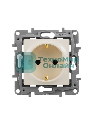 Розетка 2К+З, на винтах, защ. шт., сл. кость ETIKA 