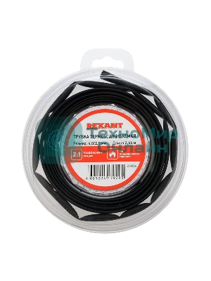 Трубка термоусаживаемая Rexant 4.0/2.0мм черный ролик 2.44м