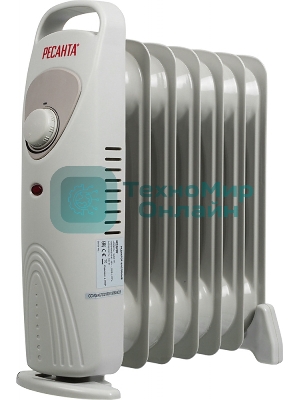 Обогреватель масляный Ресанта ОММ-7Н (7 секций) белый, 700 Вт, 10 м2, термостат 67/3/1