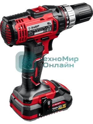 Дрель-шуруповерт Зубр ДШЛ-185-22, 18 В, 2 Ач, 40 Нм, щеточный