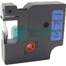 Картридж ленточный Cactus CS-D1-45016 2мм, черный шрифт, синий фон, 7м для DYMO LM 160, 210D, 280, PnP, 420P, 500 TS; Rhino Pro 6000, 5200, 4200