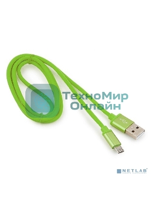 Кабель USB2.0 Cablexpert CC-S-mUSB01Gn-1M, AM/microB, серия Silver, 1м, зеленый, блистер